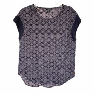 Roots Cap Sleeve Geometric Print Top Sz Small